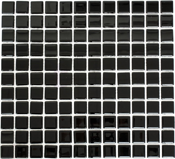 Mosaik Quadrat Crystal uni schwarz Glasmosaik Transluzent Transparent 3D Fliesenspiegel, Mosaikstein