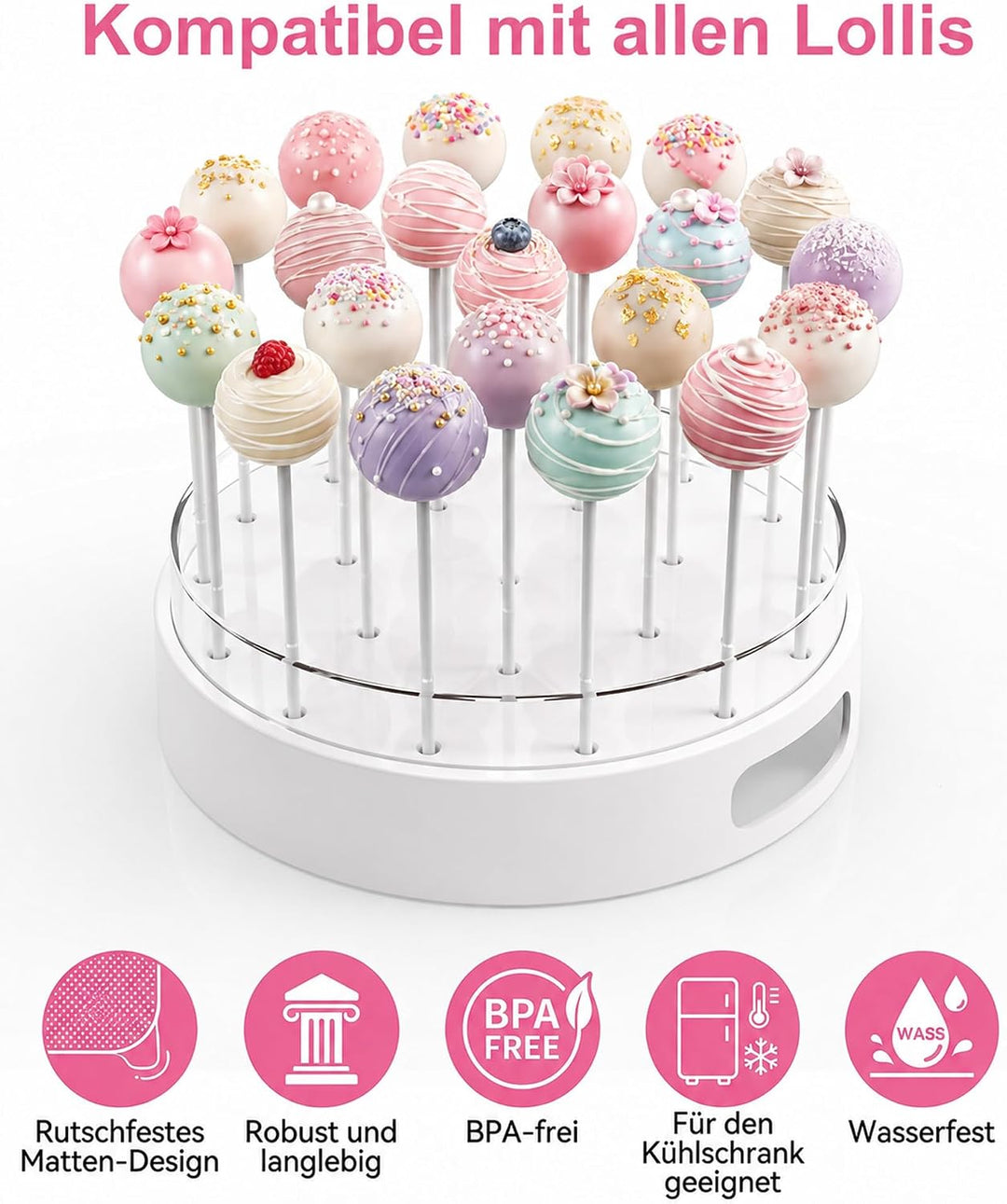 Leicht Cake Pop Ständer 2 Stück: Cakepopständer 22 Löcher Acryl mit Griffen | Lollipop Ständer zum D
