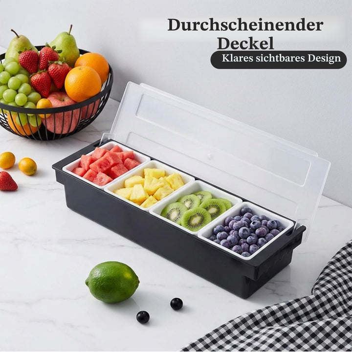 Obst Container Box Eis Party Servier Bar Eisgekühlter Gewürzspender mit Transparentem Deckel, Würzmi