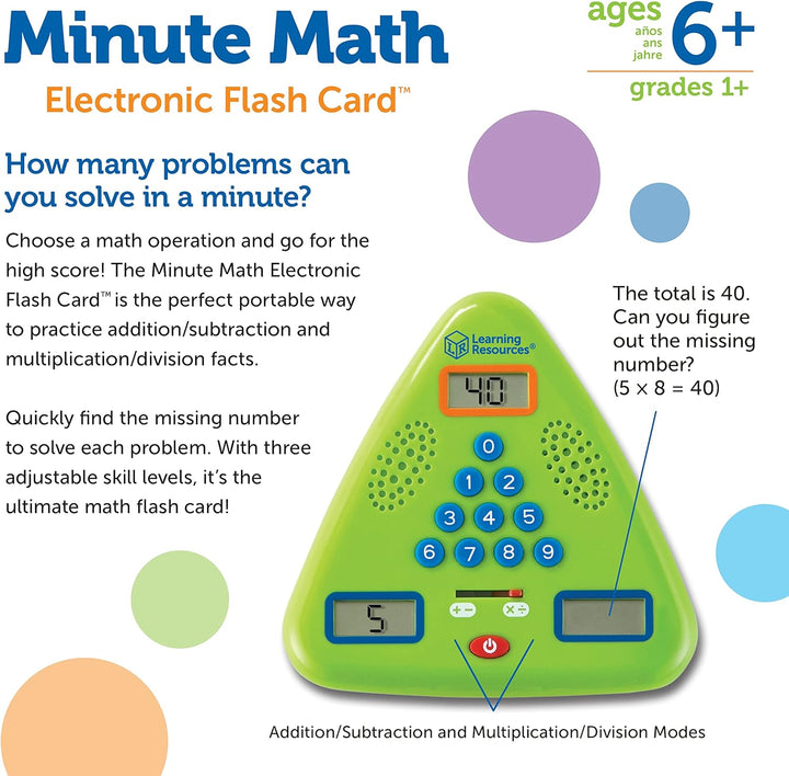 Learning Resources Minute Math- Elektronisches Mathe-Spiel, 20*24 centimeters