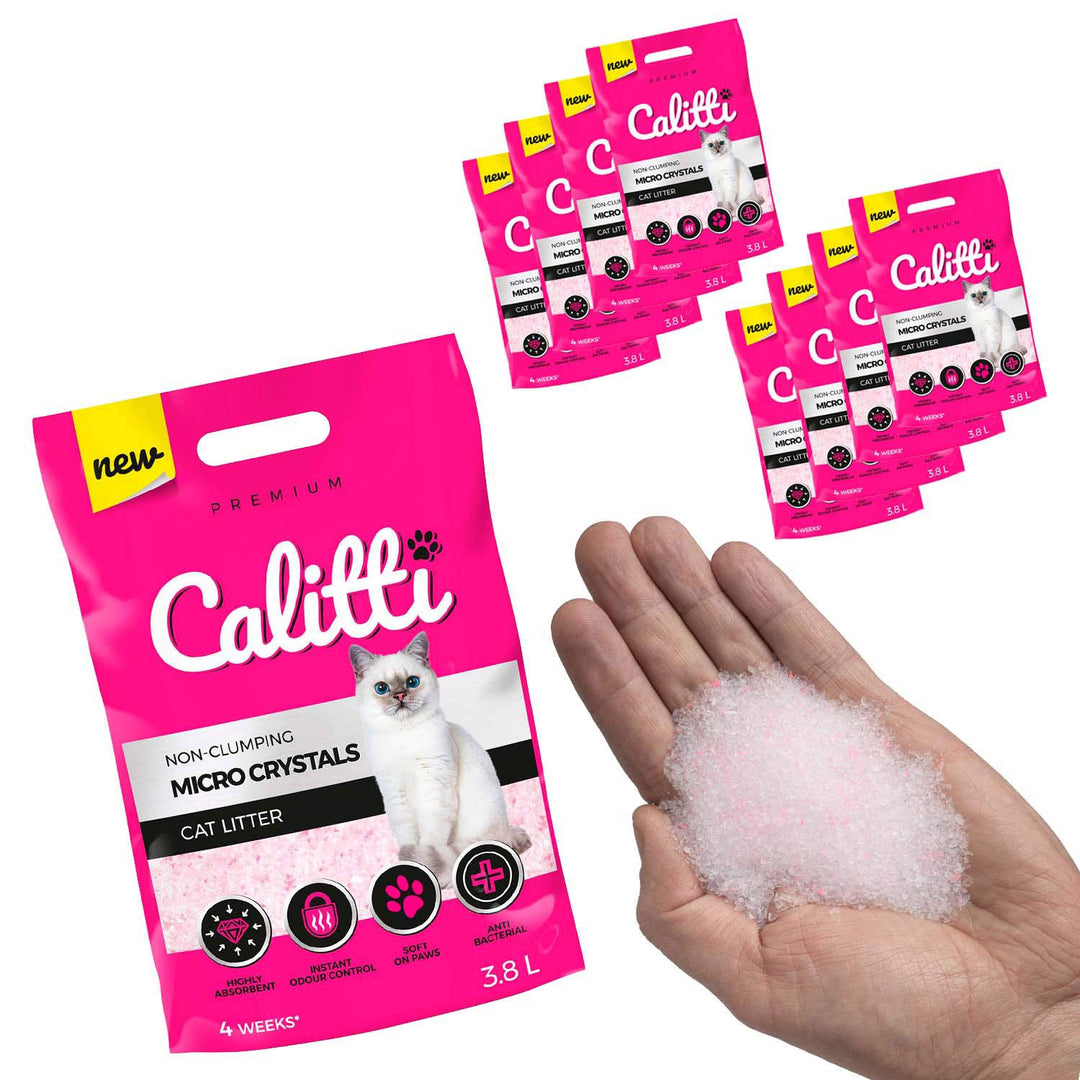 Calitti - Micro Silikat Katzenstreu | Premium Crystals Silikatstreu | Antibakteriell Katzensand | 8-