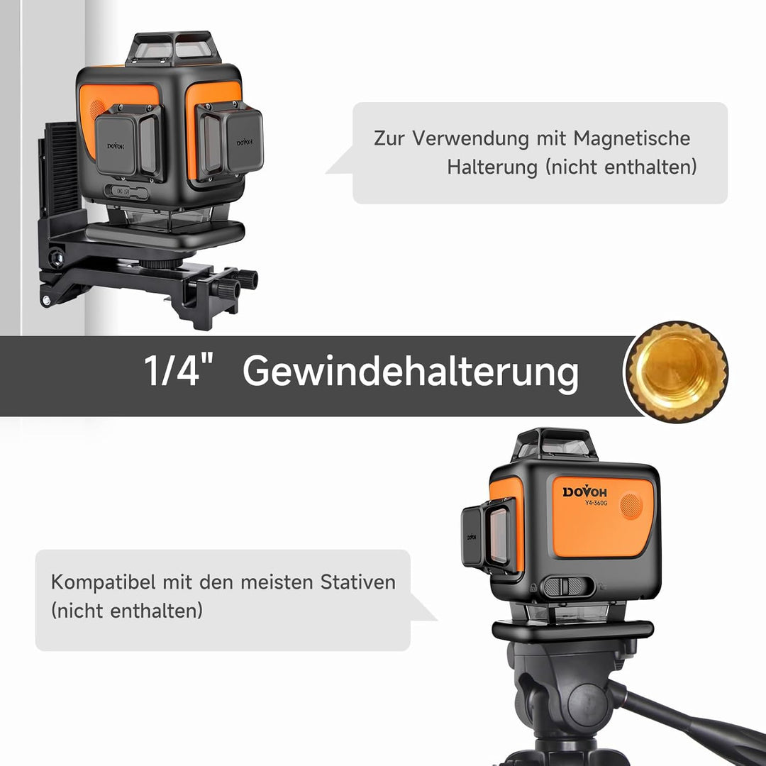 Kreuzlinienlaser Grün 4x360°, DOVOH 4D Linienlaser kreuzlaser nivelliergerät selbstnivellierend, 16