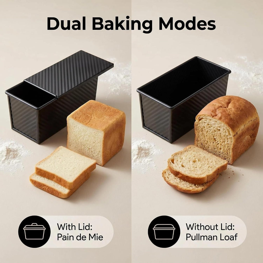 Cozary Brotbackform mit Deckel 2er Set, 33 cm &amp; 12,7 cm Kastenform mit Deckel, Toastbrot Backform au