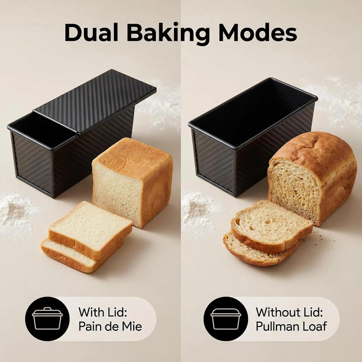 Cozary Brotbackform mit Deckel 2er Set, 33 cm &amp; 12,7 cm Kastenform mit Deckel, Toastbrot Backform au