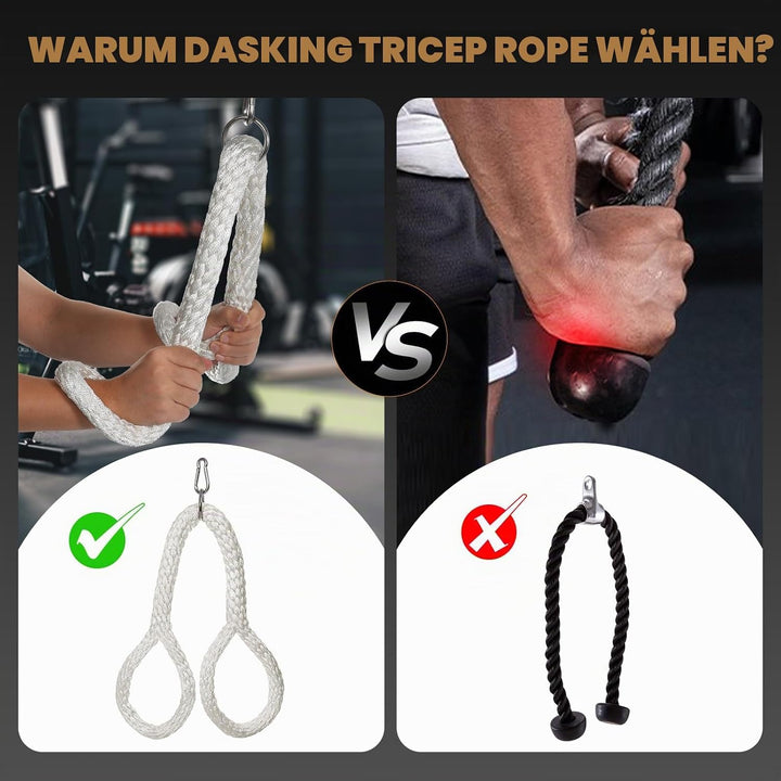 DASKING Tricep Seil, Weiches Trizepsseil Gym Attachment für Latziehen, Bizeps-Curls - Ergonomisches