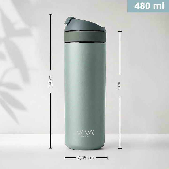 VIVA Recharge Thermobecher to go, Edelstahl, Tee-Sieb, 0,46 l, Mint | Doppelwandig isolierter Edelst