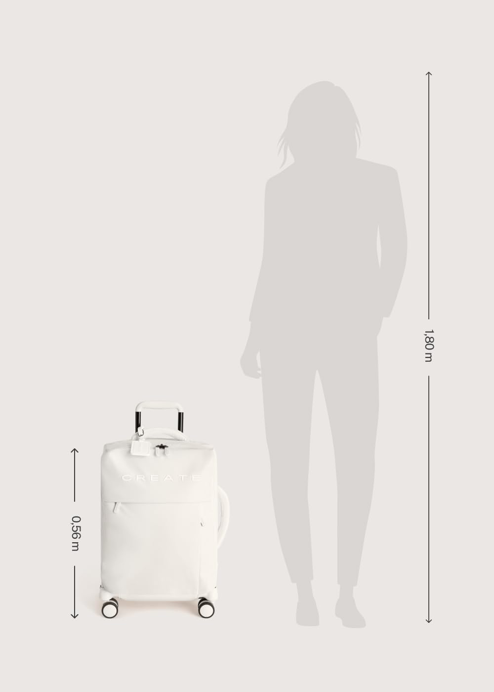 CREATE / Luggage Studio Soft/Polyester Soft Koffer Cremeweiss / 39x20.5x56cm / TSA Vorhängeschloss,