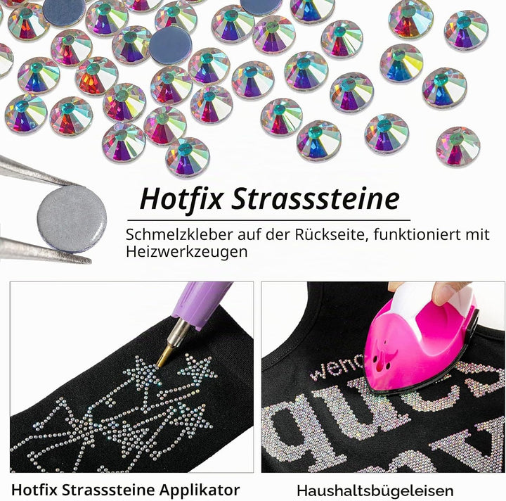 Beadsland Hotfix Strasssteine Bulk, 14400 Stück Kristall Hotfix Strasssteine zum Basteln Kleidung DI