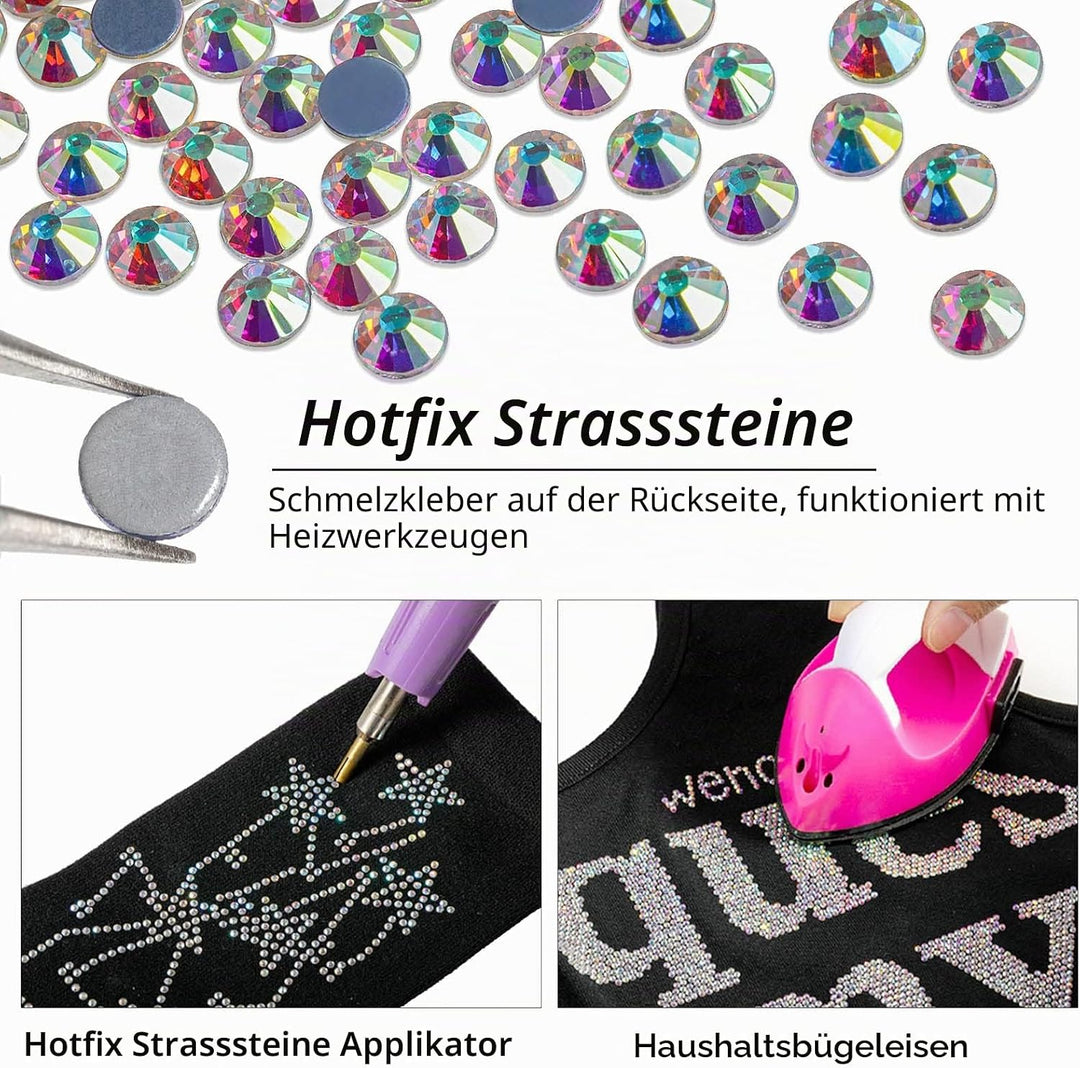 BEADSLAND Hotfix Strasssteine Bulk, 14400 Stück Kristall Hotfix Strasssteine zum Basteln Kleidung DI