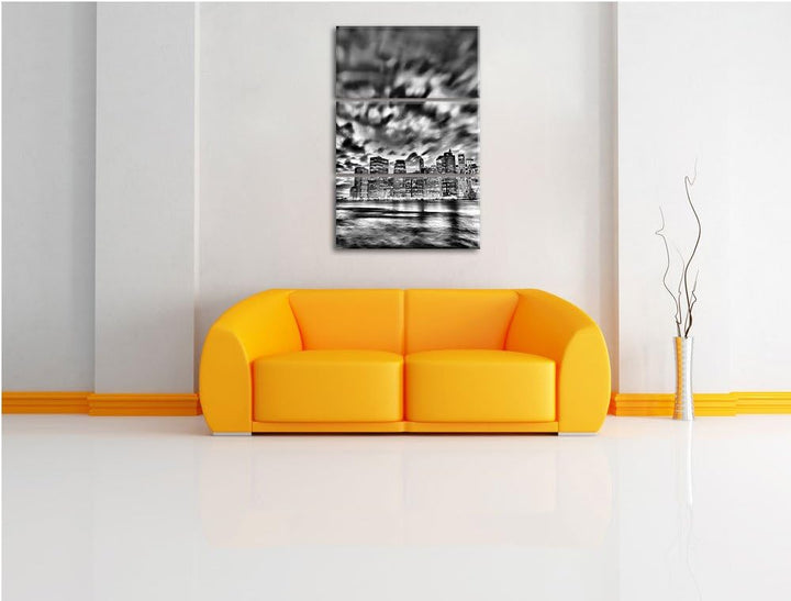 Pixxprint Skyline New York als Leinwandbild/Grösse: 3 Teilig (120x80) cm/Wandbild/Kunstdruck/fertig