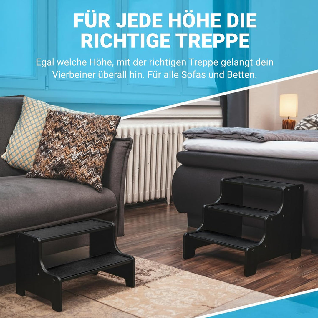 AMAZINGs Haustiertreppe für kleine, mittlere und schwere Hunde, Katzen. 2 Stufen | Hundetreppe + Kat
