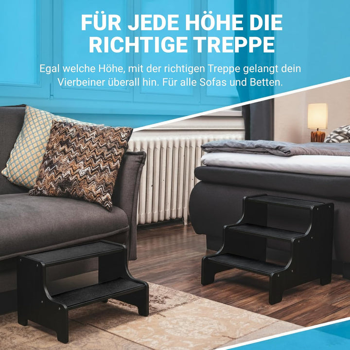 AMAZINGs Haustiertreppe für kleine, mittlere und schwere Hunde, Katzen. 2 Stufen | Hundetreppe + Kat
