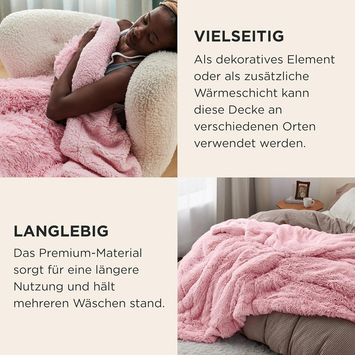 BEDSURE Kuscheldecke - Flauschig Decke, Warm Sherpa Sofadecke, Dicke Felldecke, Couchdecke, Flauschi
