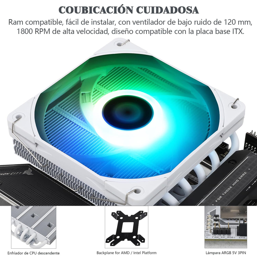 Thermalright AXP120-X67 WHITE ARGB Low-Profile-CPU-Luftkühler mit recht 120-mm-TL-C12015W-S PWM-Lüft