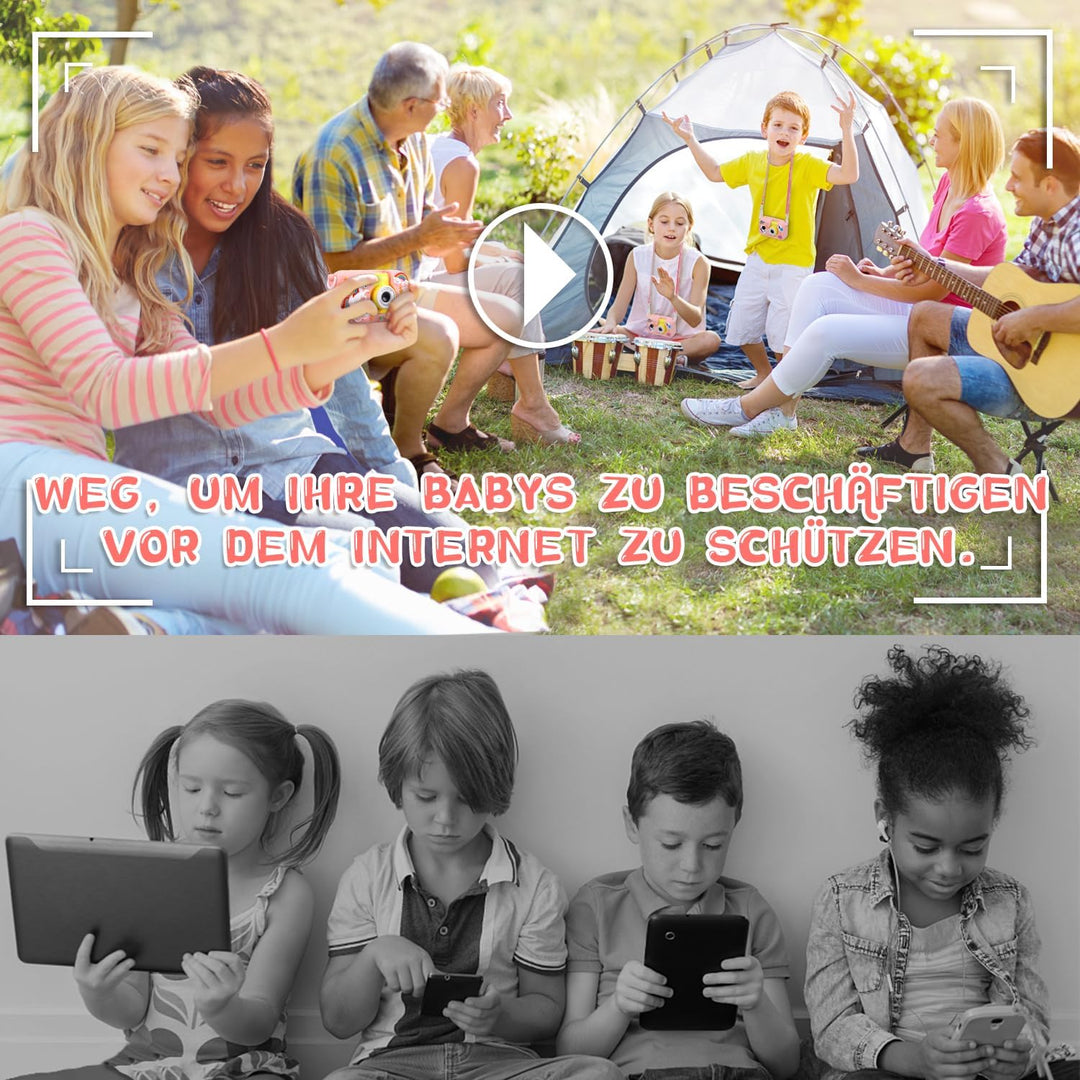Kinderkamera, ARNSSIEN 180° Flip Lens Kamera für Kinder, 2.4in IPS LCD Digitalkamera mit Gehäuse, Ki