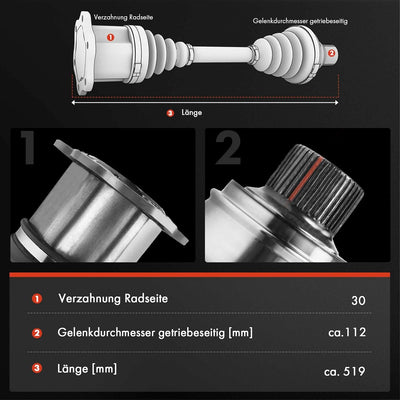 Frankberg Antriebswelle Vorderachse Kompatibel mit Q7 4LB C-a-y-e-n-n-e 9PA T-o-u-a-r-e-g 7L6 7L7 7L