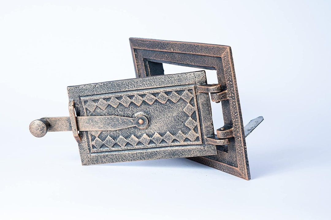 Euro Sezam - Kupfer Ofentür aus Gusseisen - Massive dicke Ofentür - Pizzaofentür - DZ067 - Einzeltür