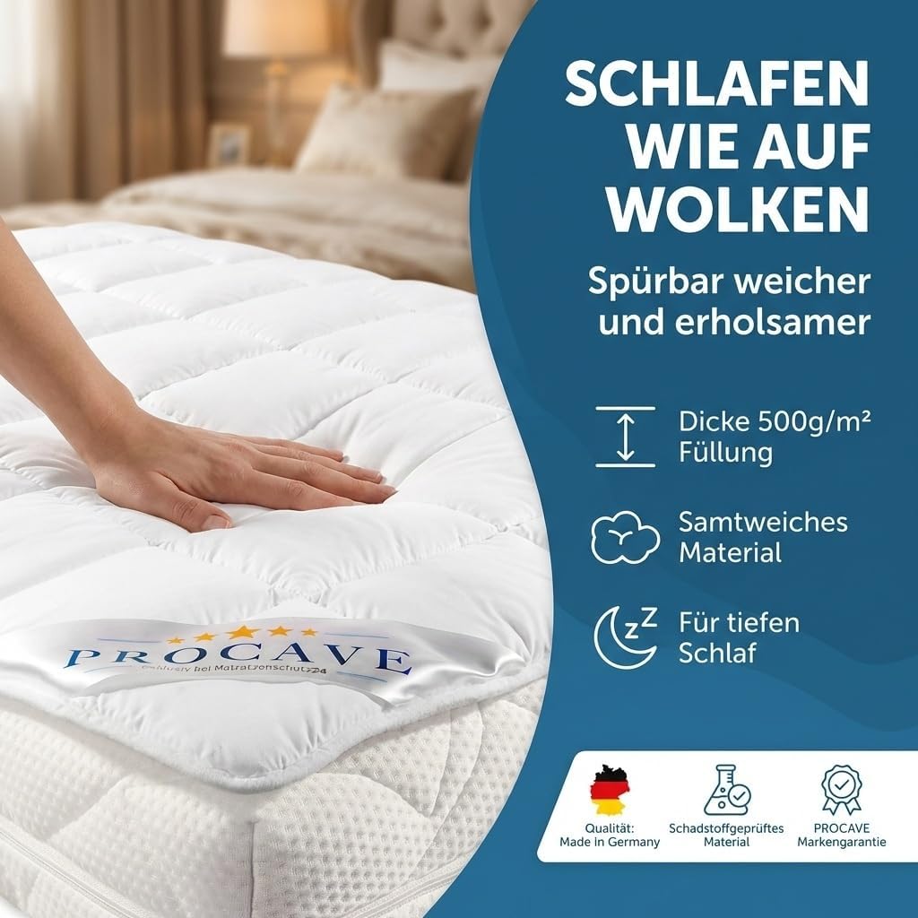 PROCAVE Matratzenschoner Micro-Comfort - Matratzenbezug - Matratzentopper - atmungsaktive Matratzena