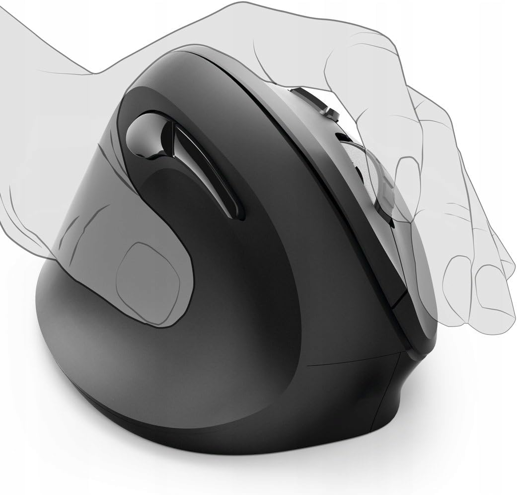 Hama kabellose Maus für Linkshänder ergonomisch EMW-500L (Wireless Funkmaus vertikal, links, 6-Taste