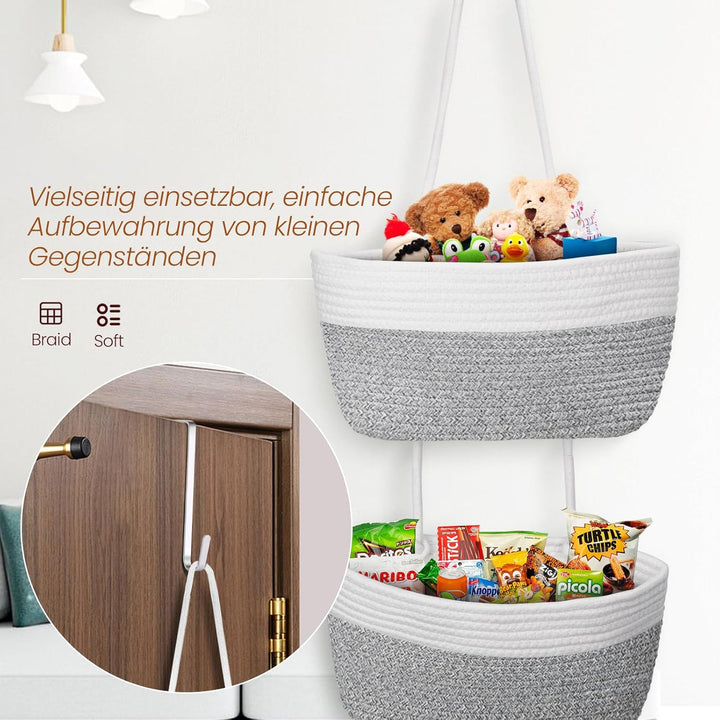 Hängender Organizer, Hängeorganizer Mit Haken, Wand Hängen Tasche Zum3-Tier, Hängeregal Stoff Wand a