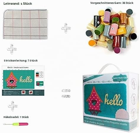 ROCKY&CHAO Knüpfteppich Zum Selber knüpfen, Knüpfsets Latch Hook Kit Selbst Knüpfen Set für Kinder u
