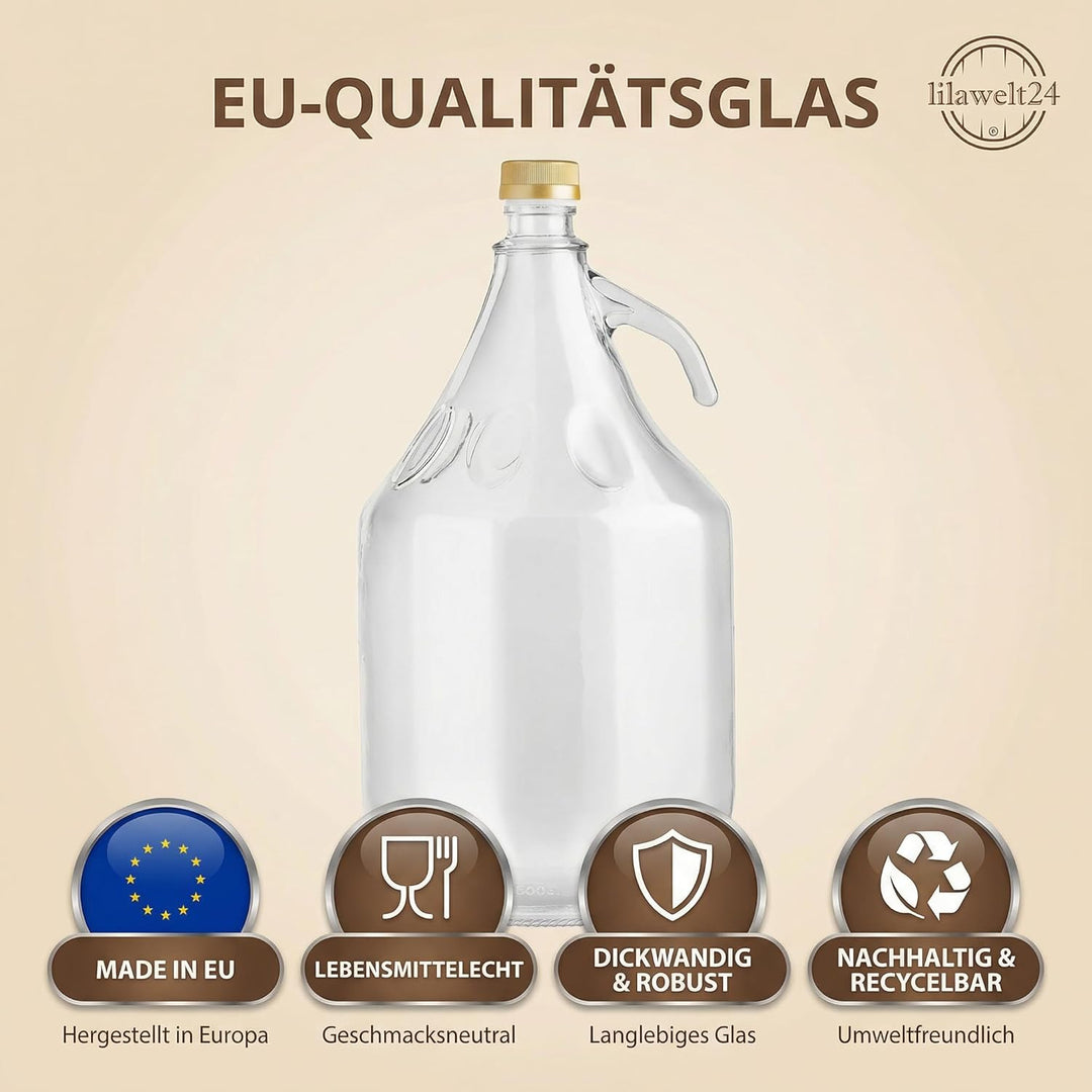 lilawelt24 6 STÜCK 5L Gärballon mit SCHRAUBVERSCHLUSS Flasche Glasballon Weinballon Glasflasche