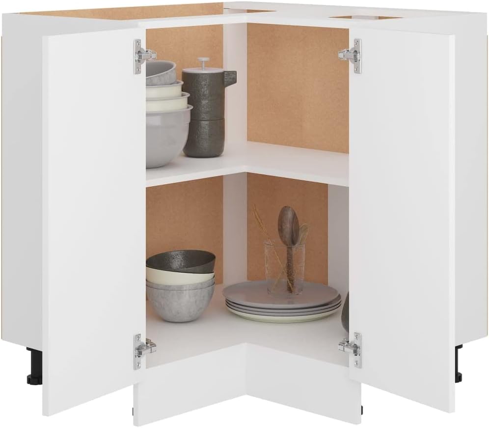 homiuse Eckunterschrank Weiss 75,5x75,5x80,5 cm Holz KüChenschrank Eckschrank Vorratsschrank KüChenu