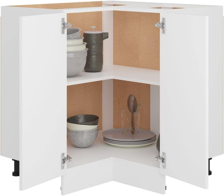homiuse Eckunterschrank Weiss 75,5x75,5x80,5 cm Holz KüChenschrank Eckschrank Vorratsschrank KüChenu