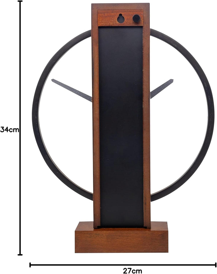 Carl Table / Wall clock - 34 x 27 cm - Wood/Steel - Brown - 'Carl Small'