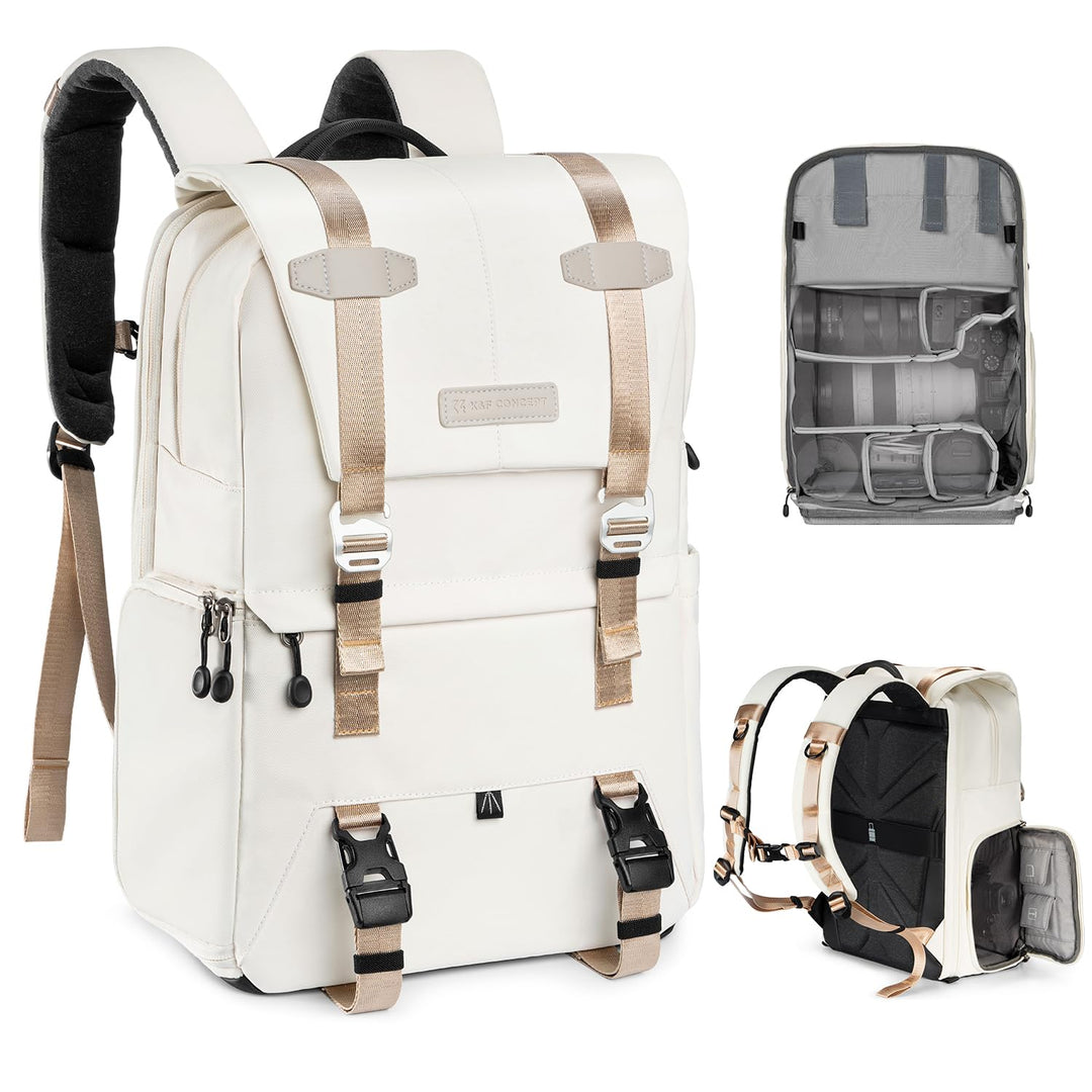 K&F CONCEPT Kamerarucksäcke 20L, Grosse Camera Backpack 15,6 Zoll Laptopfach, Spritzwassergeschutzt
