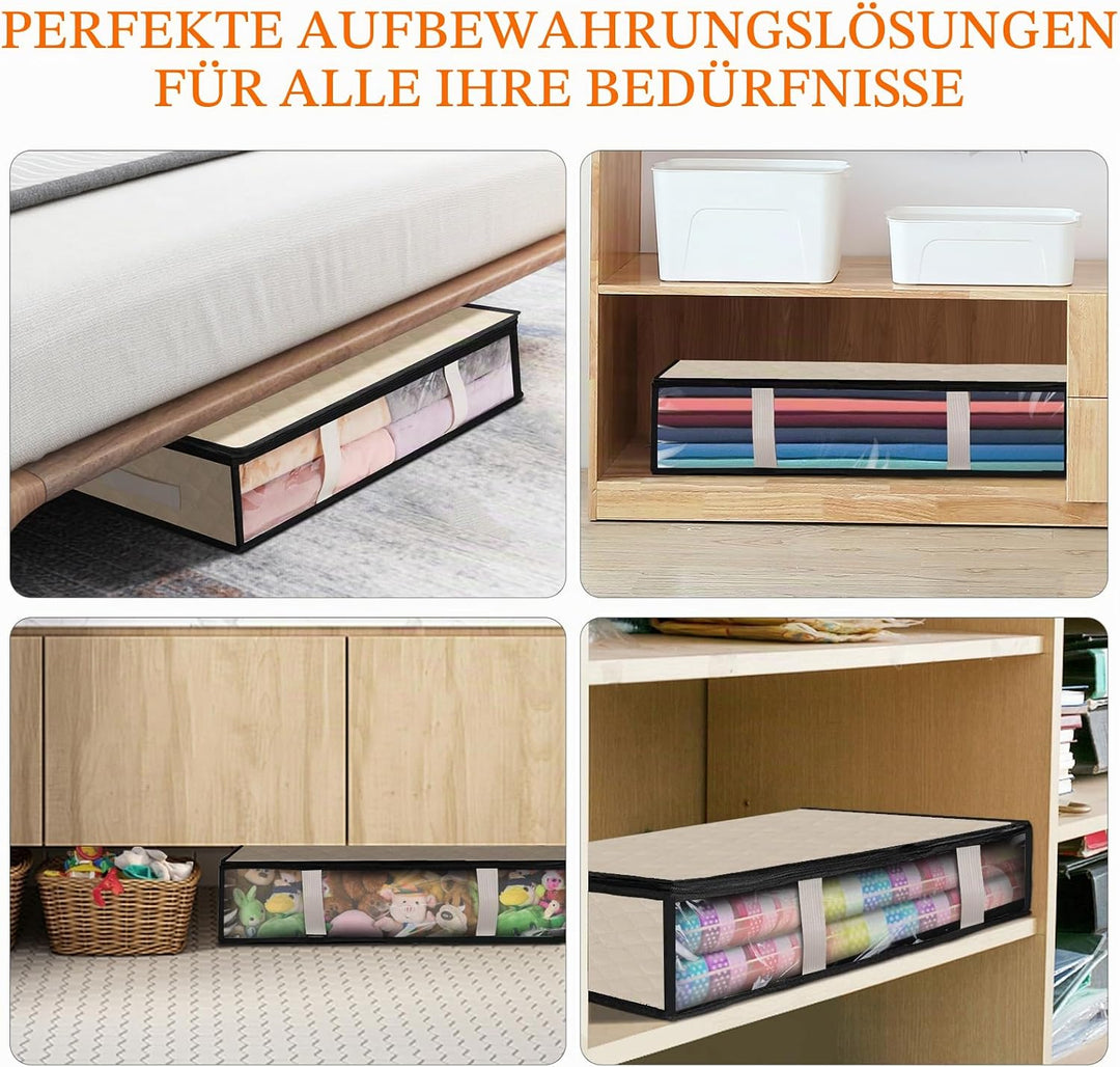 AiQInu Unterbett Aufbewahrungsbox,4 Stück Unterbettkommode mit Sichtfenster und 4 Haltegriffen 60x 4