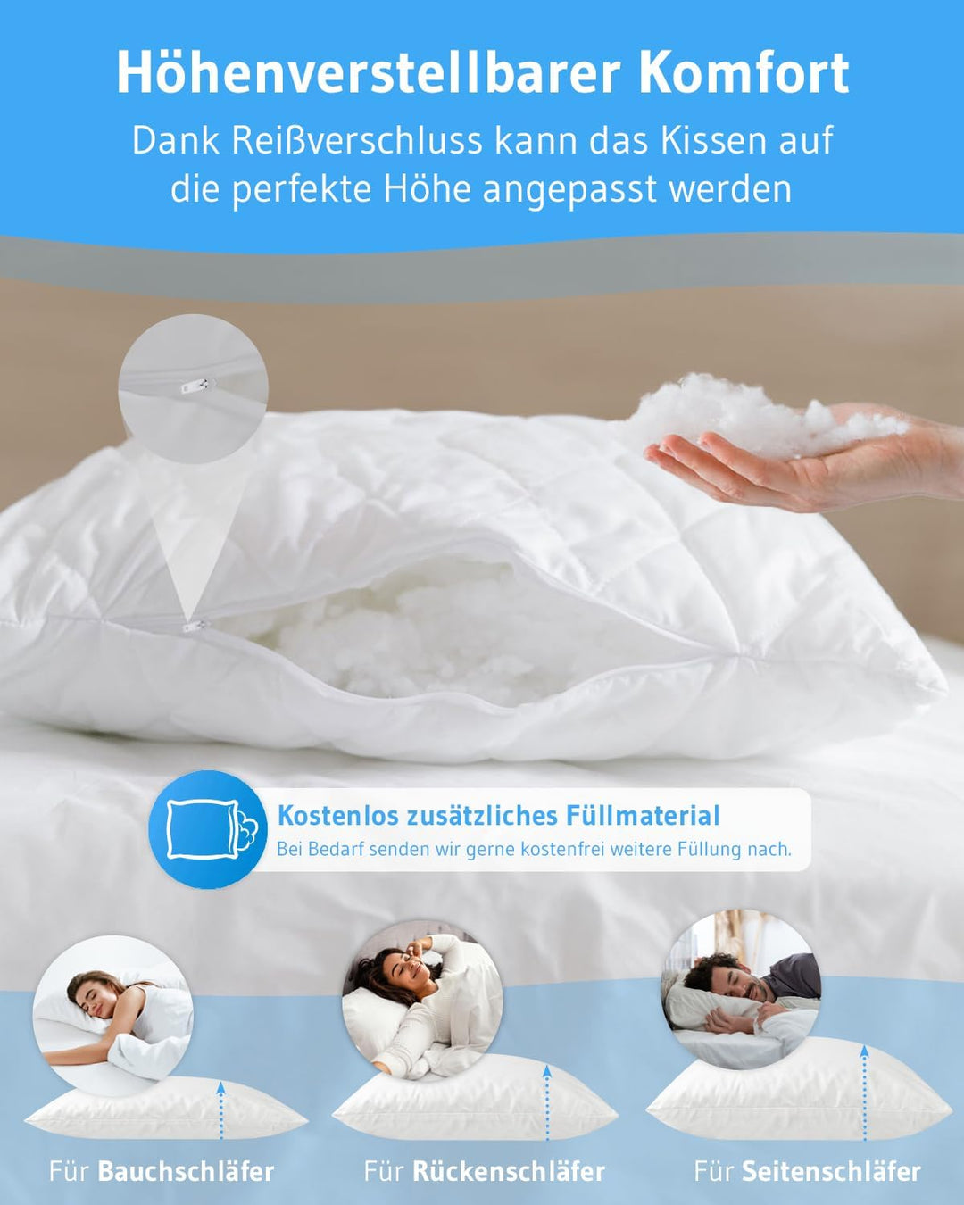 Third of Life Kissen 45x45 Verda, 100% nachhaltige und höhenverstellbare Kissenfüllung, kleines Sofa