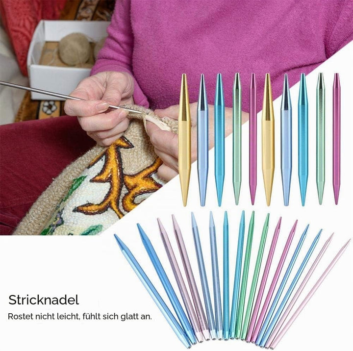 KSTE Austauschbare Rundstricknadeln, 1 Set austauschbare Rundstricknadeln, Aluminium, Stricknadel-Se