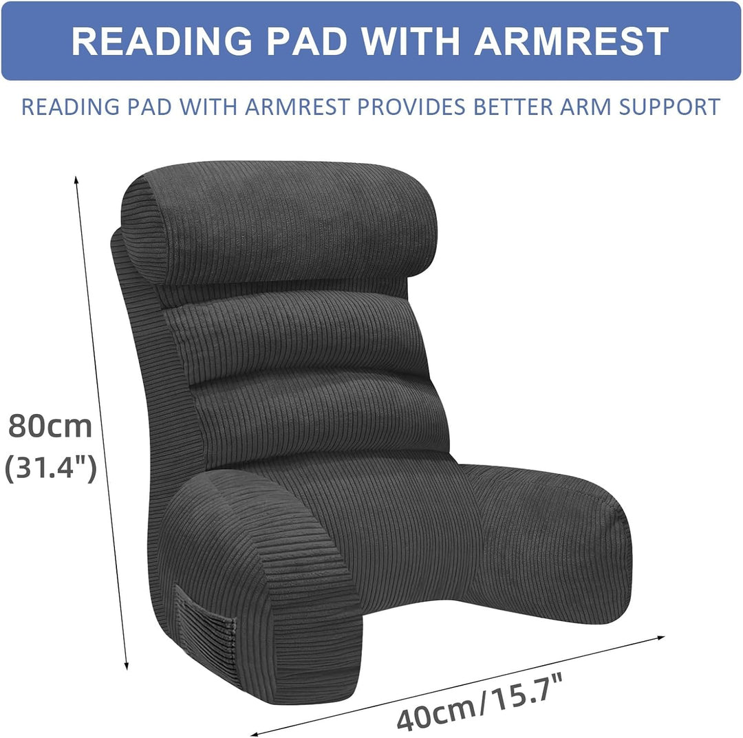 Lesekissen für bett und sofa mit Armlehnen &amp; Abnehmbarer Nackenstütze | 80x40cm Höhenverstellbares R