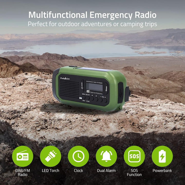 Notfallradio - Tragbare Ausführung - DAB+ / FM - Batteriebetrieben/Handkurbel/Solar Powered/Stromver