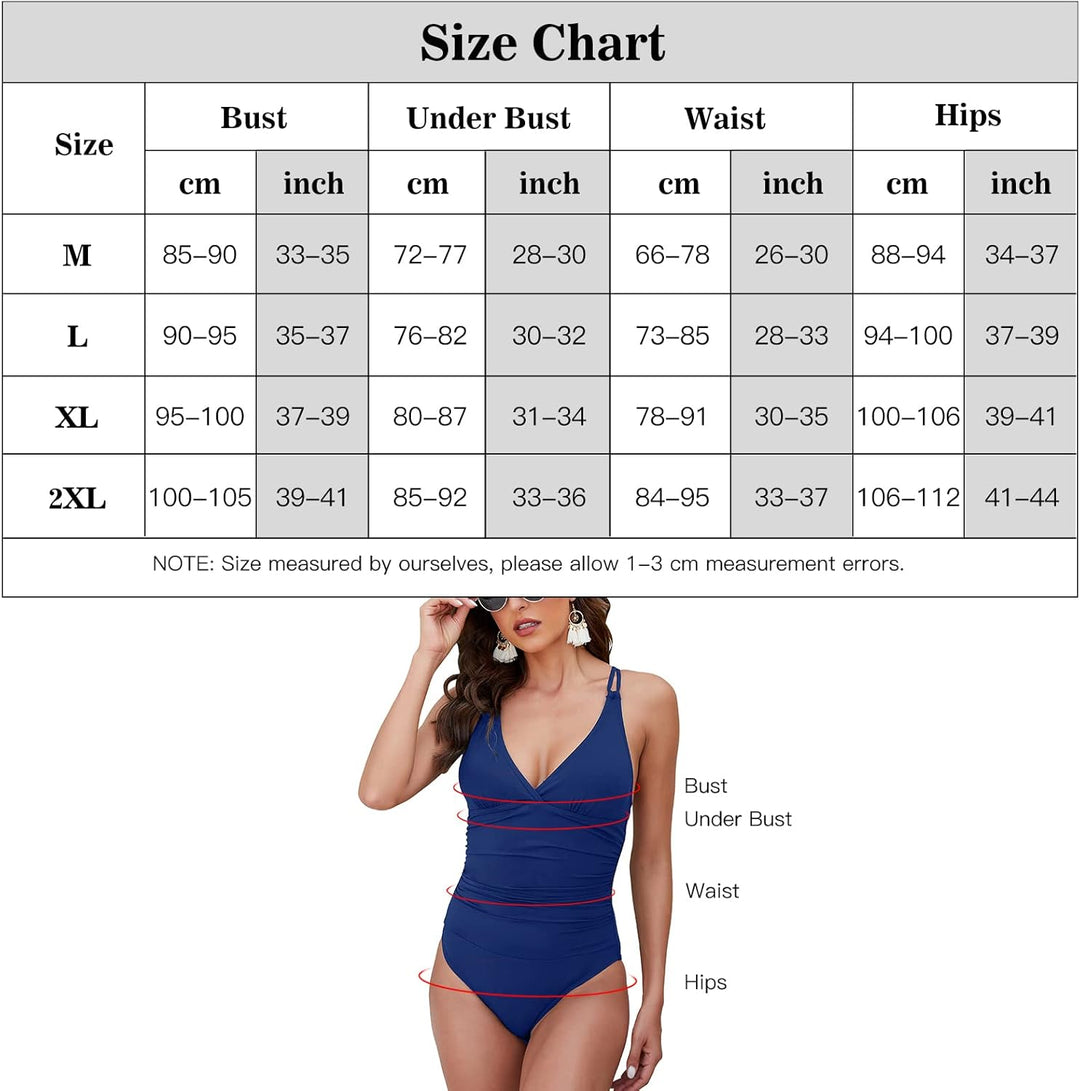 SUGSHYN Badeanzug Damen Schwimmanzug Bauchweg Sexy V Ausschnitt Bademode Push Up Swimming Suits Wome