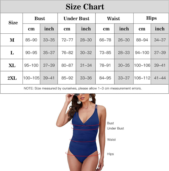 SUGSHYN Badeanzug Damen Schwimmanzug Bauchweg Sexy V Ausschnitt Bademode Push Up Swimming Suits Wome