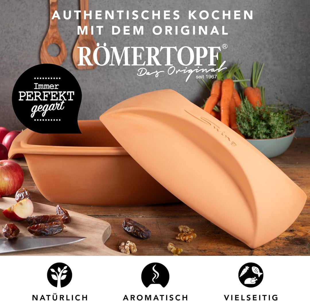 Römertopf Bräter Swing Keramik Dampfgarer 4 Liter Volumen geeignet für bis zu 6 Personen