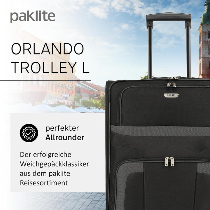 Travelite paklite 2-Rad Koffer Grösse L, Gepäck Serie ORLANDO: Klassischer Weichgepäck Trolley im ze