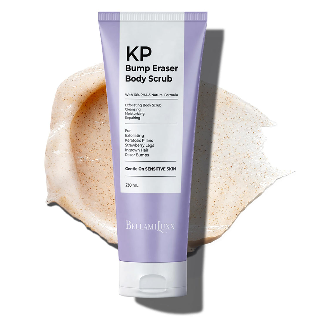 BellamiLuxx KP Bump Eraser Body Scrub: Peeling für Keratosis Pilaris & Erdbeerhaut, Glättet raue, tr