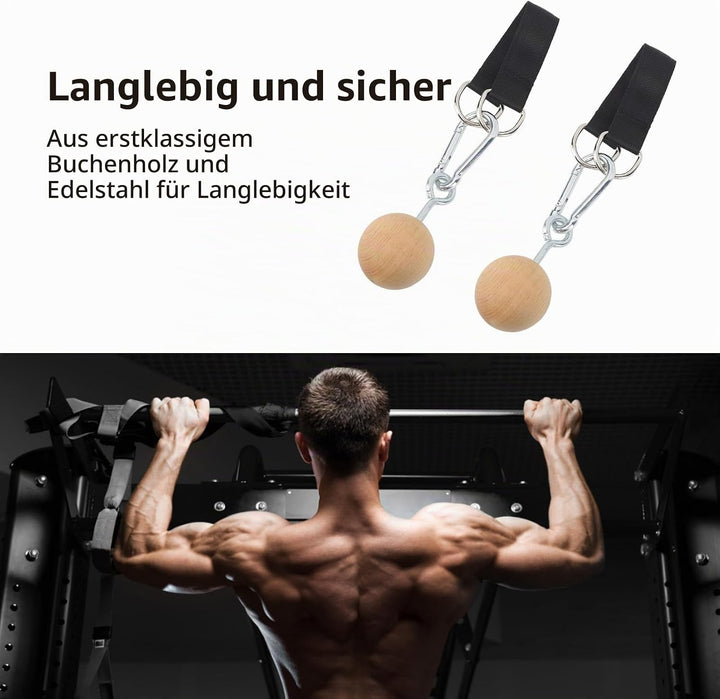 Holz Klimmzugbälle, rutschfeste Handgriffe, Krafttraining Geräte, Pull-Up Training für Fitness, Boul