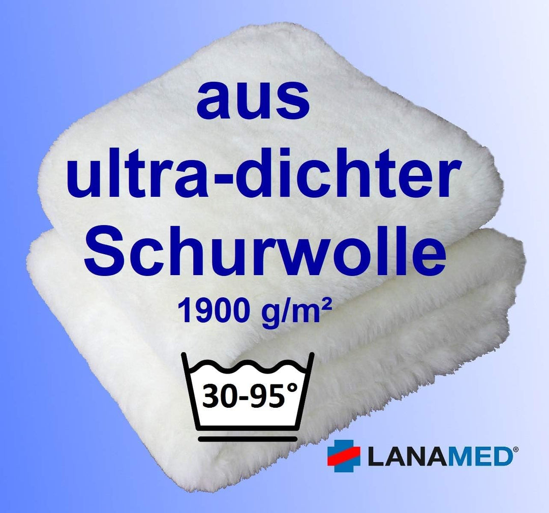 LANAMED, Australische Antidekubitus Bettauflage. Ultradichte Schurwolle, 30-90°C waschbar, druckentl