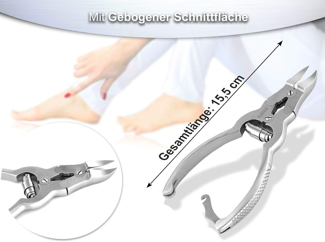 Fusspflege Nagelzange Edelstahl mit 2-Facher Übersetzung für starke Nägel Pediküre mit scharfem glat