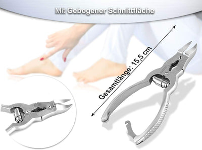 Fusspflege Nagelzange Edelstahl mit 2-Facher Übersetzung für starke Nägel Pediküre mit scharfem glat