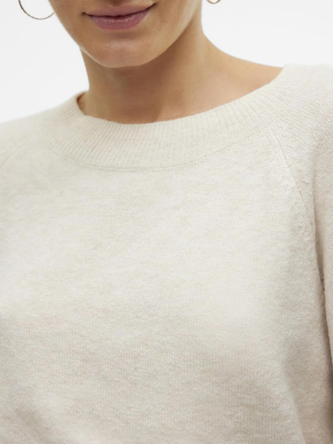 Damen Vmdoffy Ls O-Neck Blouse Ga Ptt Strickpullover XS Tall Birch/Detail:melange, XS Tall Birch/Det