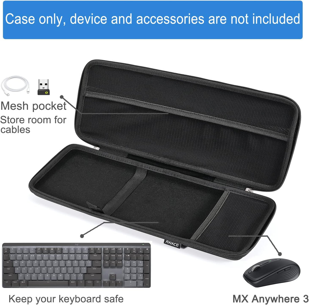 RAIACE Hartschalenkoffer für Logitech MX Mechanical Mini Wireless Illuminated Keyboard und Anywhere