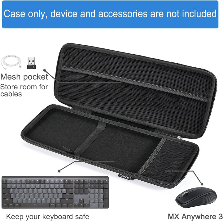 RAIACE Hartschalenkoffer für Logitech MX Mechanical Mini Wireless Illuminated Keyboard und Anywhere
