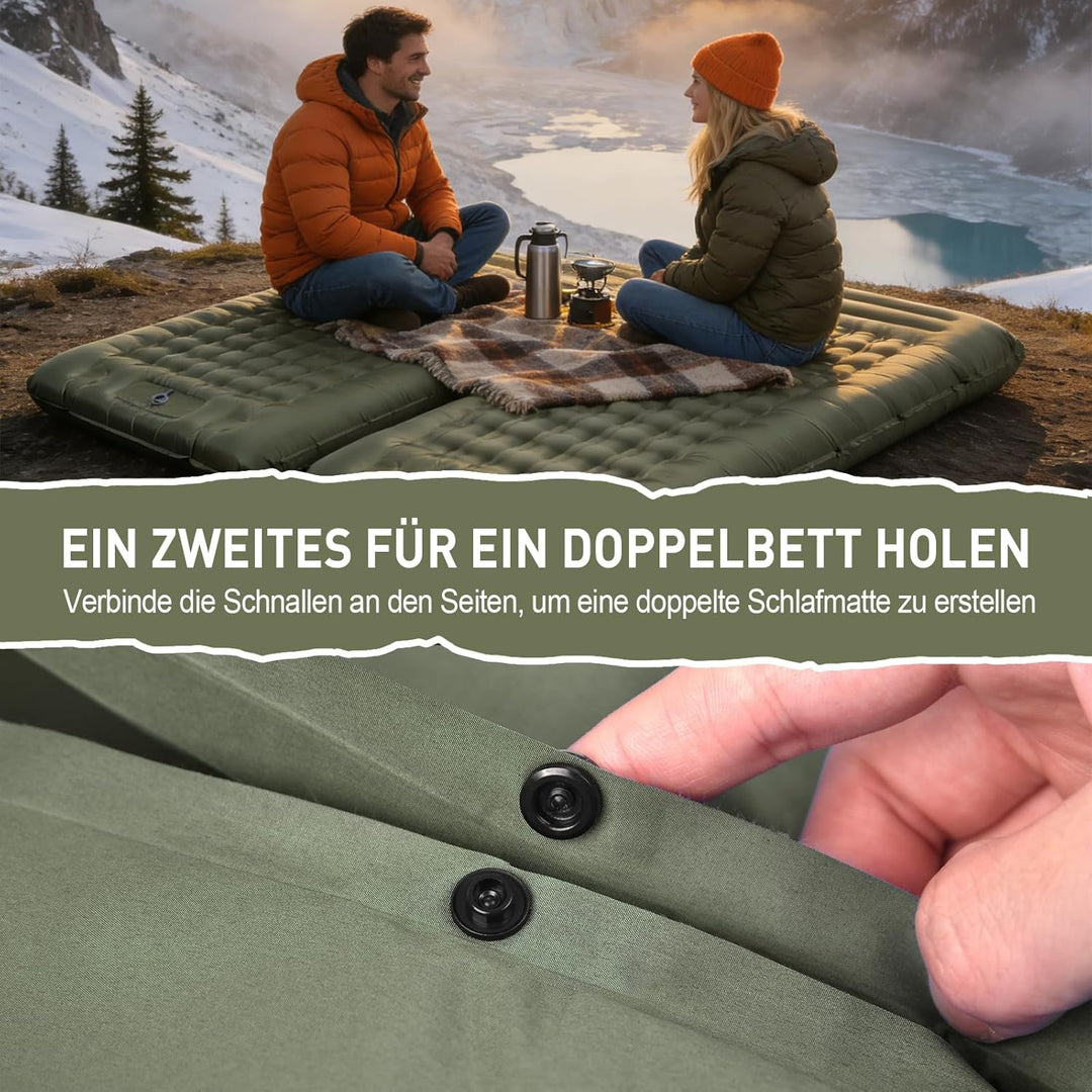 Isomatte Camping, 14CM Verbreitert und verdickt Aufblasbare Matratze mit Eingebauter Fusspresse Pump
