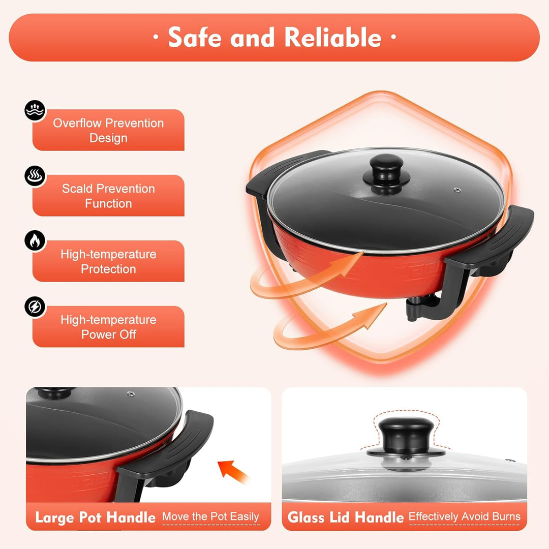 1360W Elektrisch Hot Pot, 6L Hotpot Topf Elektrischer Kochtopf mit Deckel und Trennwand, 5 Stufen Ei