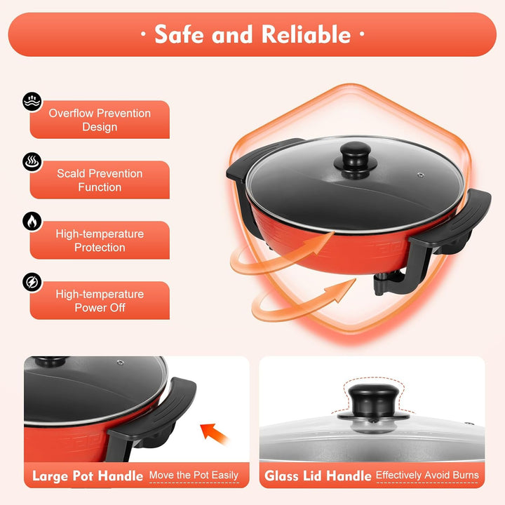 Hot Pot Elektrisch 6L | 1350W Hot Pot Doppelter Topf mit Deckel | Hotpot mit einer präzisen Temperat